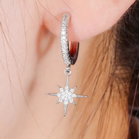 Asymmetric Celestial Hoop Earrings – Moon & Star Charms with Crystal Detail 1128