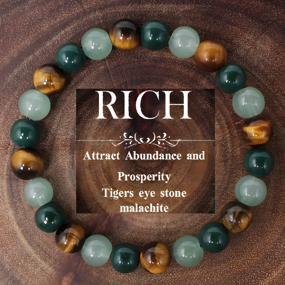 RICH Abundance Bracelet For Women Natural Tiger Eye Malachite Stone Beaded 1400