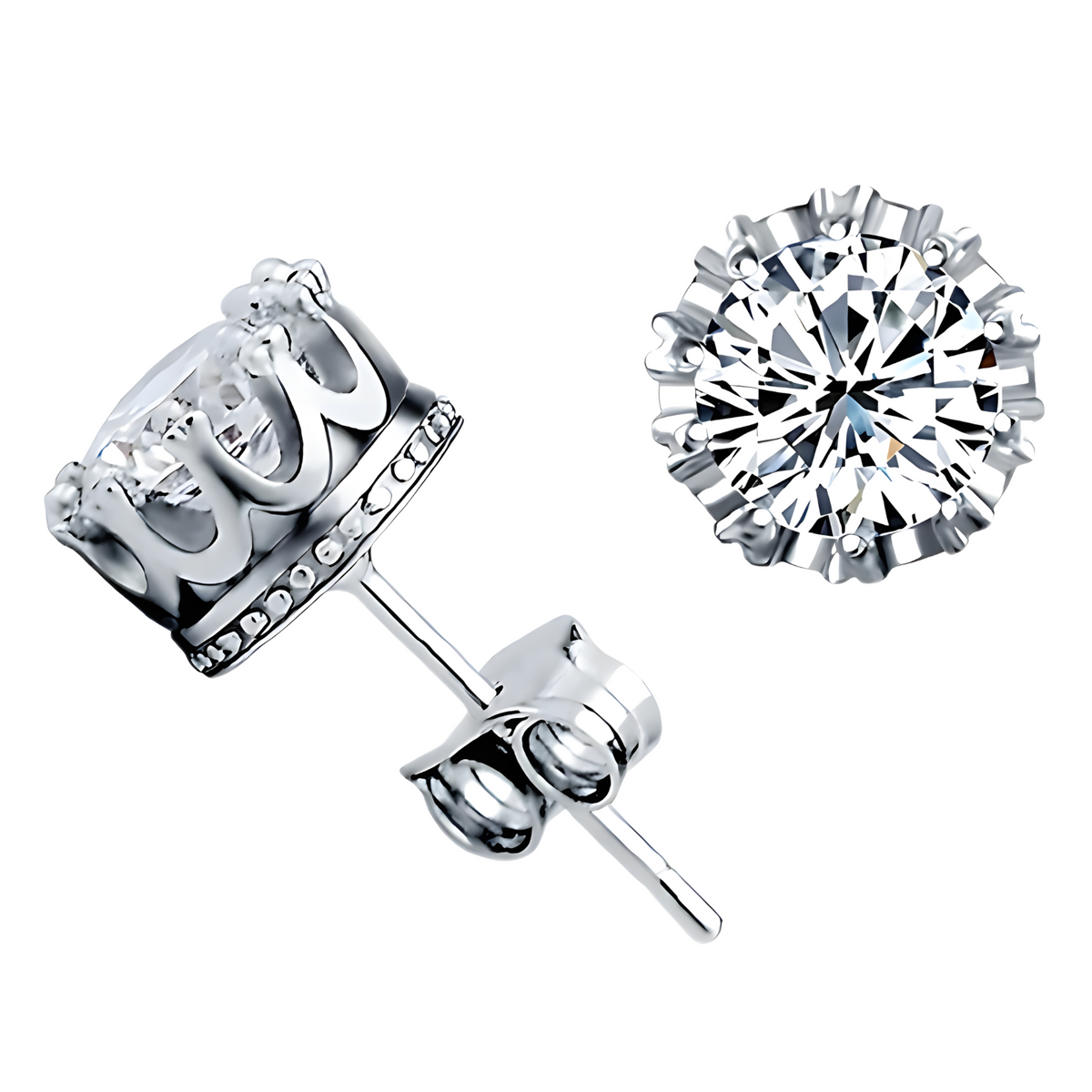 925 Sterling Silver Brilliant Cut Stud Earrings – Crystals, Hypoallergenic 312