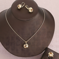 3 PCS Gold Lucky Knot Jewelry Set Women Zinc Alloy Necklace, Earrings 706