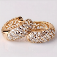 Luxury Pave Hoop Earrings for Women – Rose Gold Tone Cubic Zirconia Huggie 650
