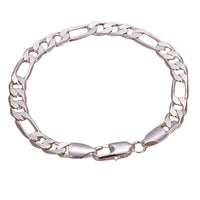 925 Sterling Silver Figaro Chain Bracelet, Classic Silver Link Bracelet 420