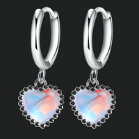 925 Silver-Plated Heart Hoop Earrings – Romantic Crystal Heart Dangle Hoops 927