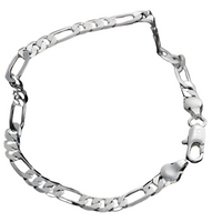 925 Silver-Plated Figaro Link Bracelet Durable Iron Alloy Chain with Secure 877