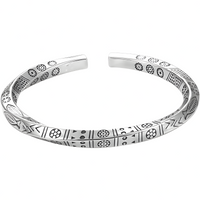 Rhodium-Plated Mobius Loop Open Bracelet — 66mm Diameter Adjustable Cuff 1447
