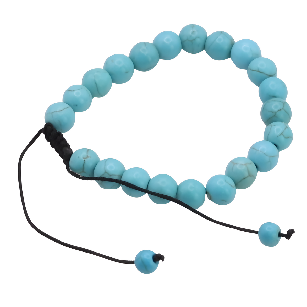 Unisex Natural Stone Bracelet, 8mm Turquoise Beads & Lava Rock, Adjustable B116