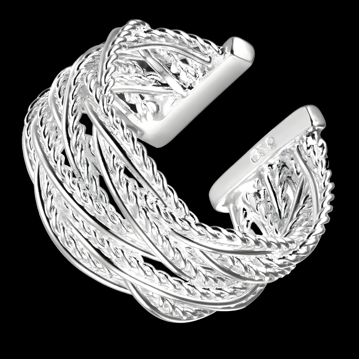 Adjustable Multi Strand Statement Ring for Women - Premium Wide Woven Twist 1812