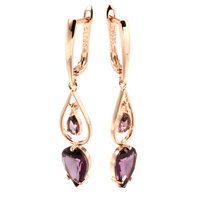 Long Drop Earrings for Women, Copper Alloy with Rose Gold Colour Plating 1279