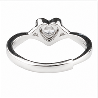 Women's Adjustable Heart Solitaire Zircon Ring, Round Brilliant Promise 1641