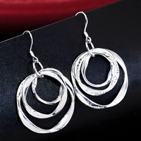 925 Sterling Silver Necklace Earring Jewelry Set for Women Lady: Dainty Pave 664