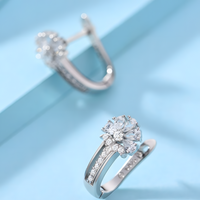 925 Sterling Silver-Plated Zircon Flower Earrings Women – Sparkling Floral 853