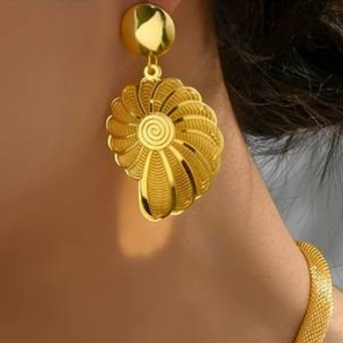 Luxury Conch Bridal Necklace & Drop Earrings Set, Elegant Women's Jewellery 130