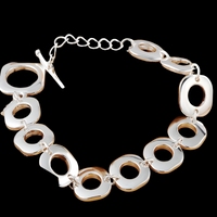 Rhodium-Plated Base Metal Circle Link Bracelet - Toggle Clasp with Extender 1491