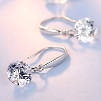 Unified Jewellery Silver-Plated Round Zircon Drop Earrings for Women Elegant 923