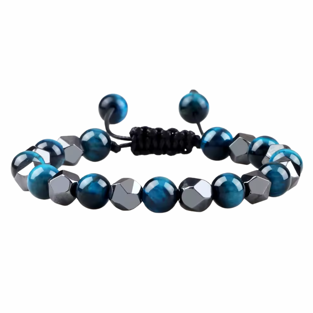 MultiColor 8mm Tiger Eye Beaded Bracelet Adjustable Macrame Bracelet Unisex 1356