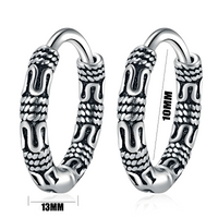 925 Sterling Silver Plated Hoop Earrings, Vintage Retro Huggie Earrings 466
