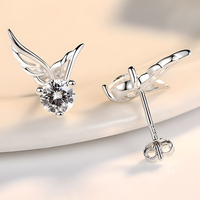 Angel Wing Stud Earrings for Women – 925 Silver-Plated Alloy Sparkling Cubic 960
