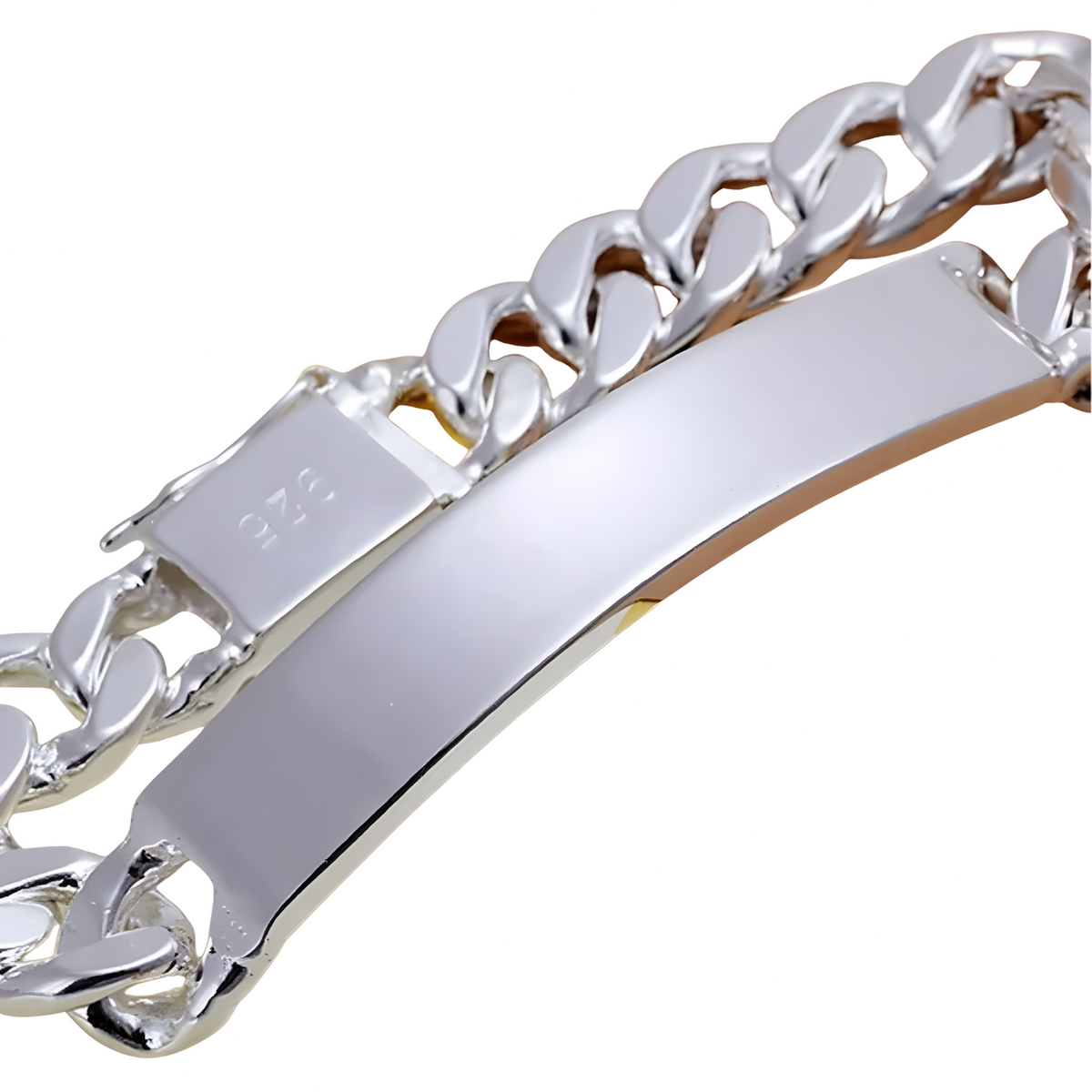 Silver Plated Alloy ID Chain Bracelet 20cm, Unisex Cuban Link Bracelet  1413