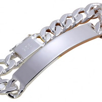 Silver Plated Alloy ID Chain Bracelet 20cm, Unisex Cuban Link Bracelet  1413