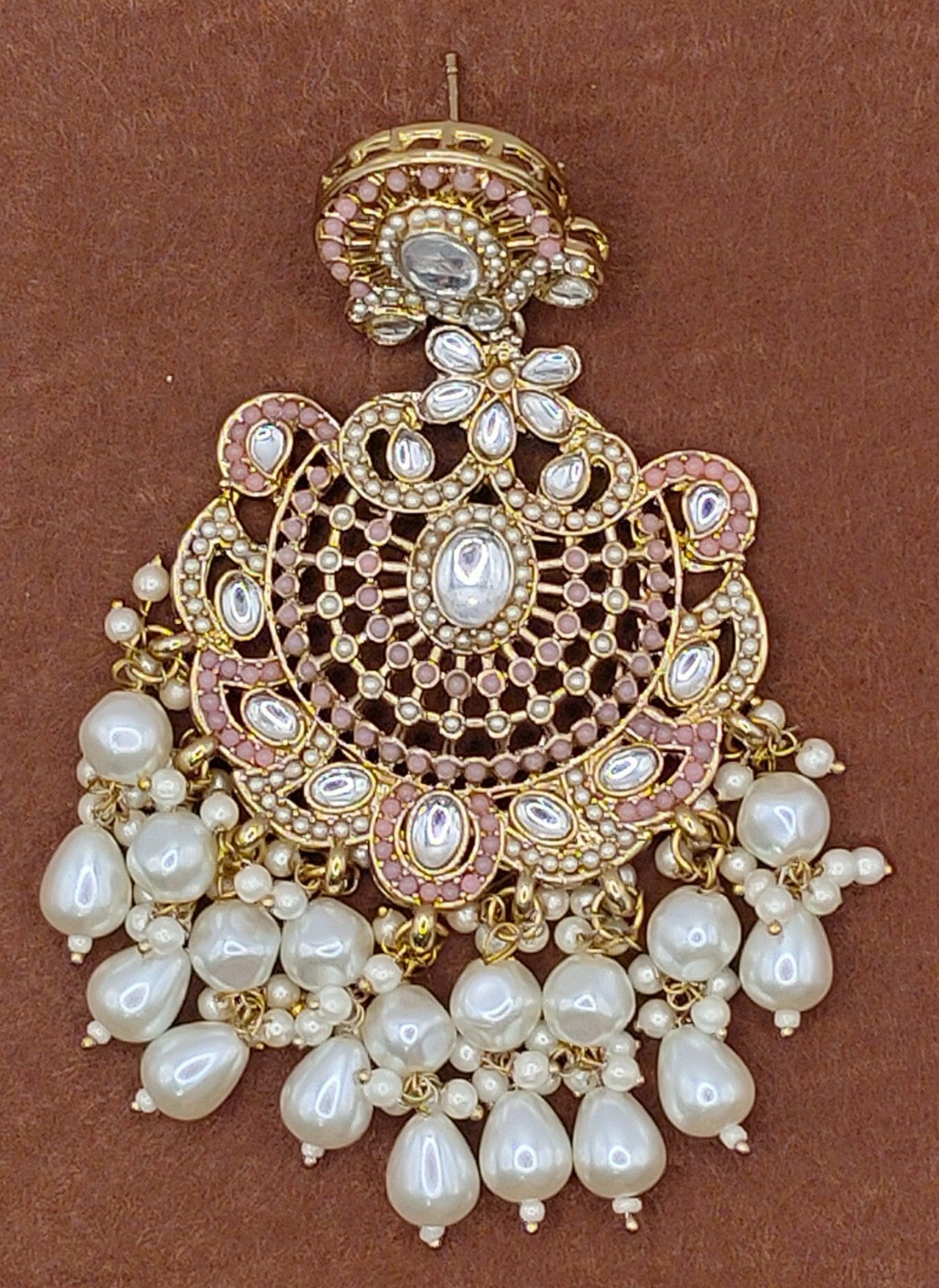 Elegant Bollywood Inspired Gold Kundan Earrings - Traditional Indian Jewelry 215