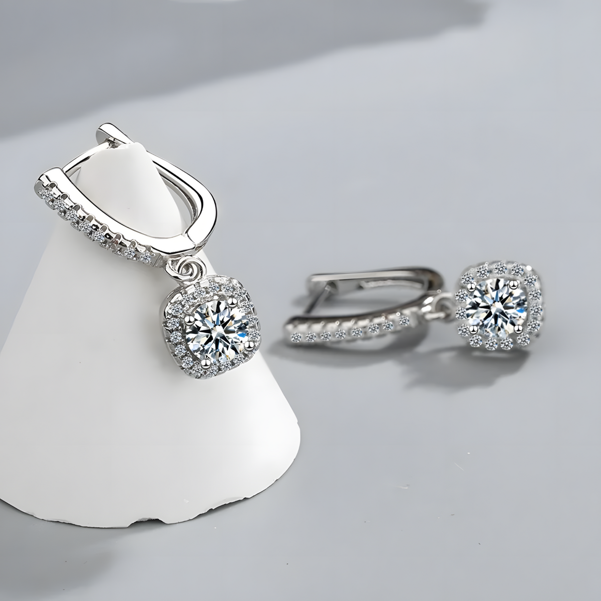 Wedding 925 Sterling Silver Eternity Earrings Women Sparkling Cubic Zirconic 498