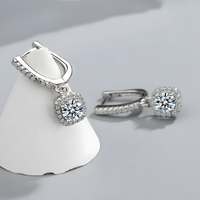 Wedding 925 Sterling Silver Eternity Earrings Women Sparkling Cubic Zirconic 498