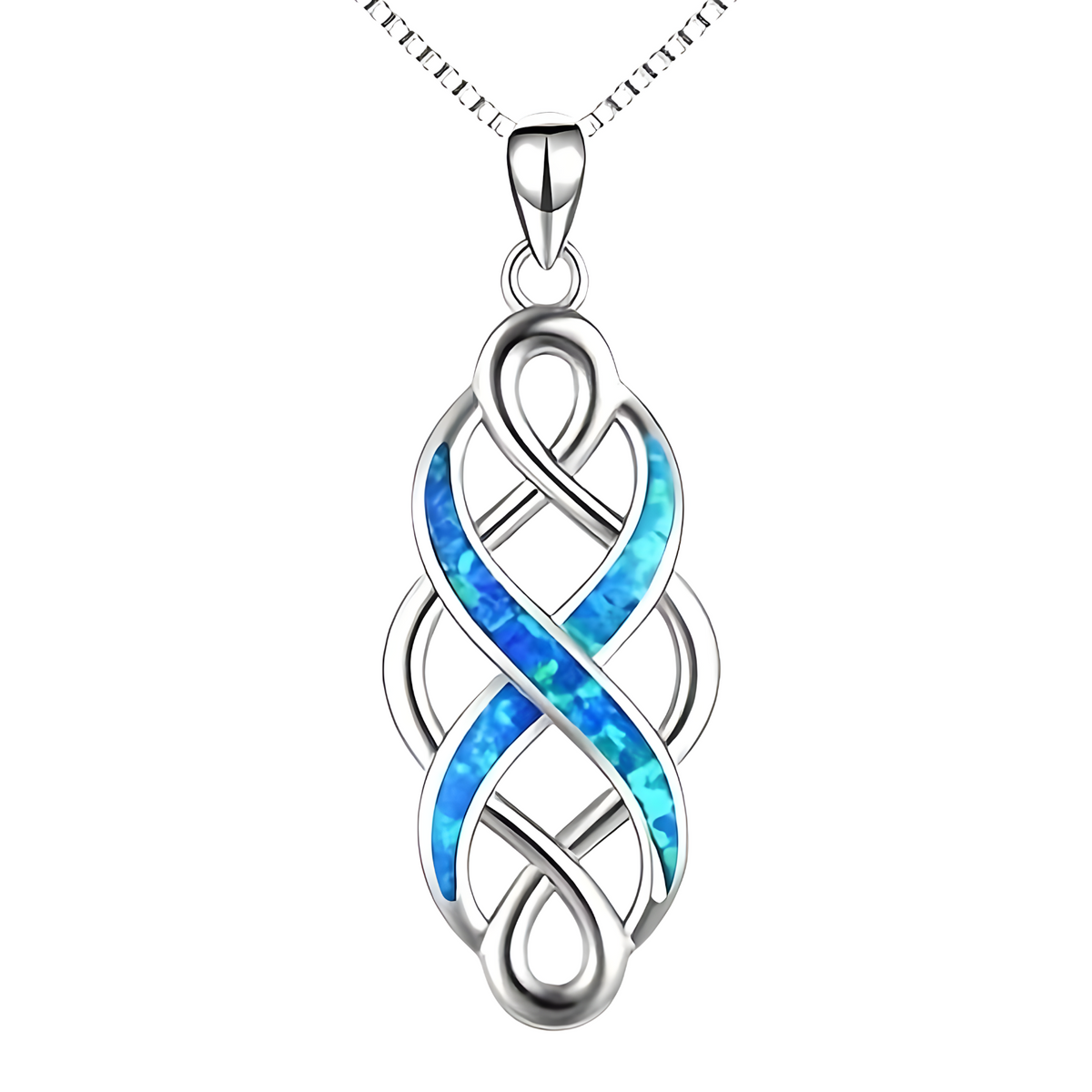 Infinity Knot Pendant Necklace, Geometric Silver Plated Chain, Huitan Twist 603