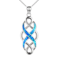Infinity Knot Pendant Necklace, Geometric Silver Plated Chain, Huitan Twist 603