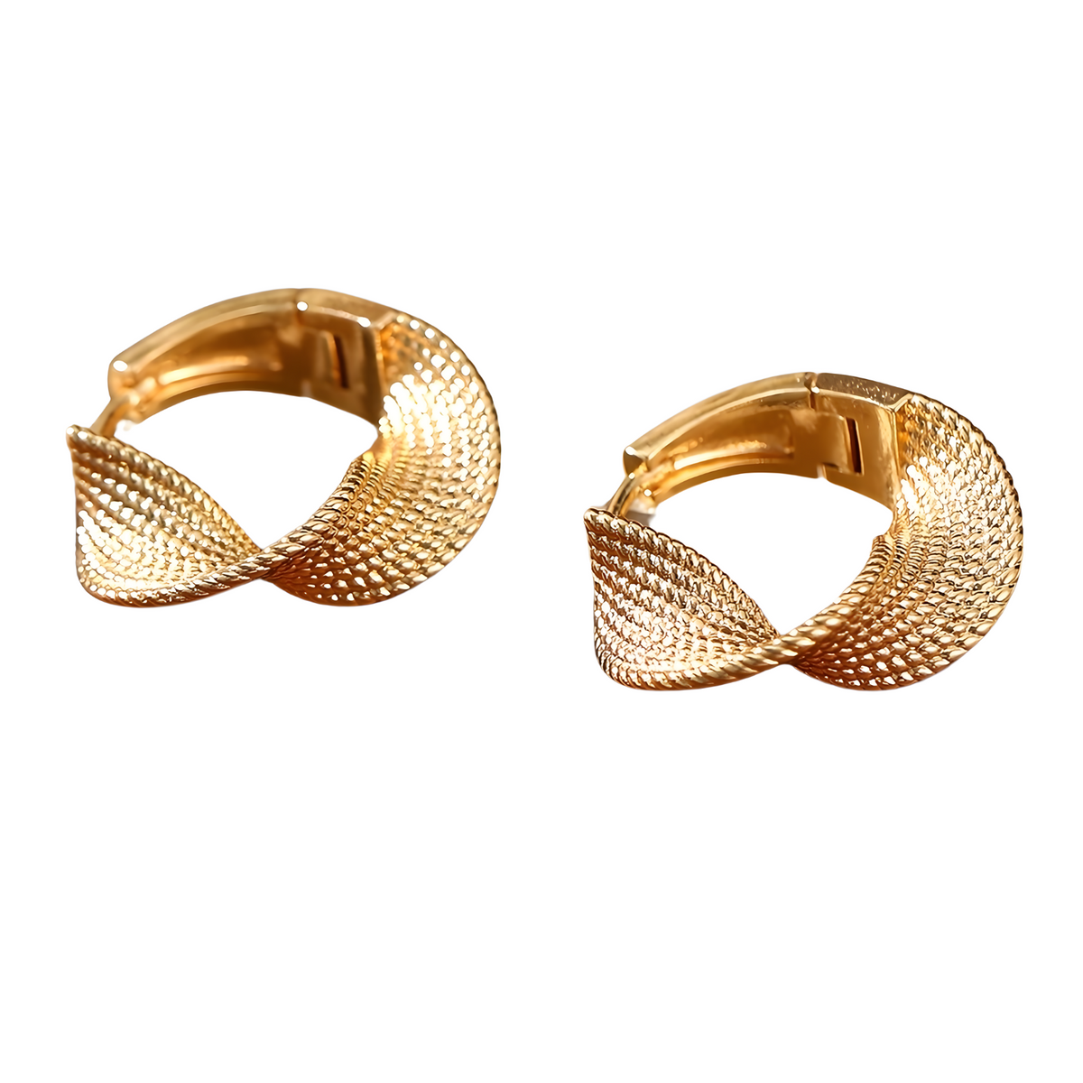 Lightweight Twisted Texture Hoop Earrings 1.4inch: 2024 New Trendy Gold 661