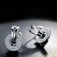 925 Sterling Silver Dangle Hoop Earrings – Unique Interlocking Circles Stone 315
