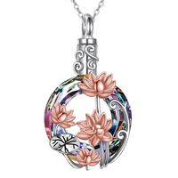 Unified Jewellery Lotus Flower Pendant Necklace For Women Silver Colour 1749