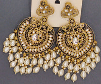Elegant Bollywood Inspired Gold Kundan Earrings - Traditional Indian Jewelry 229