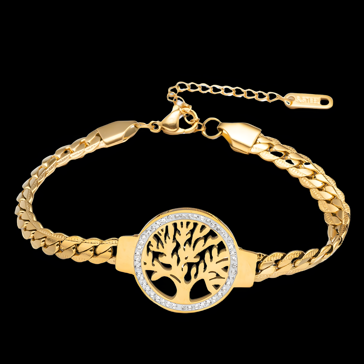 Gold Plated Stainless Steel Tree of Life Bracelet-Adjustable Mood Tracker 1141