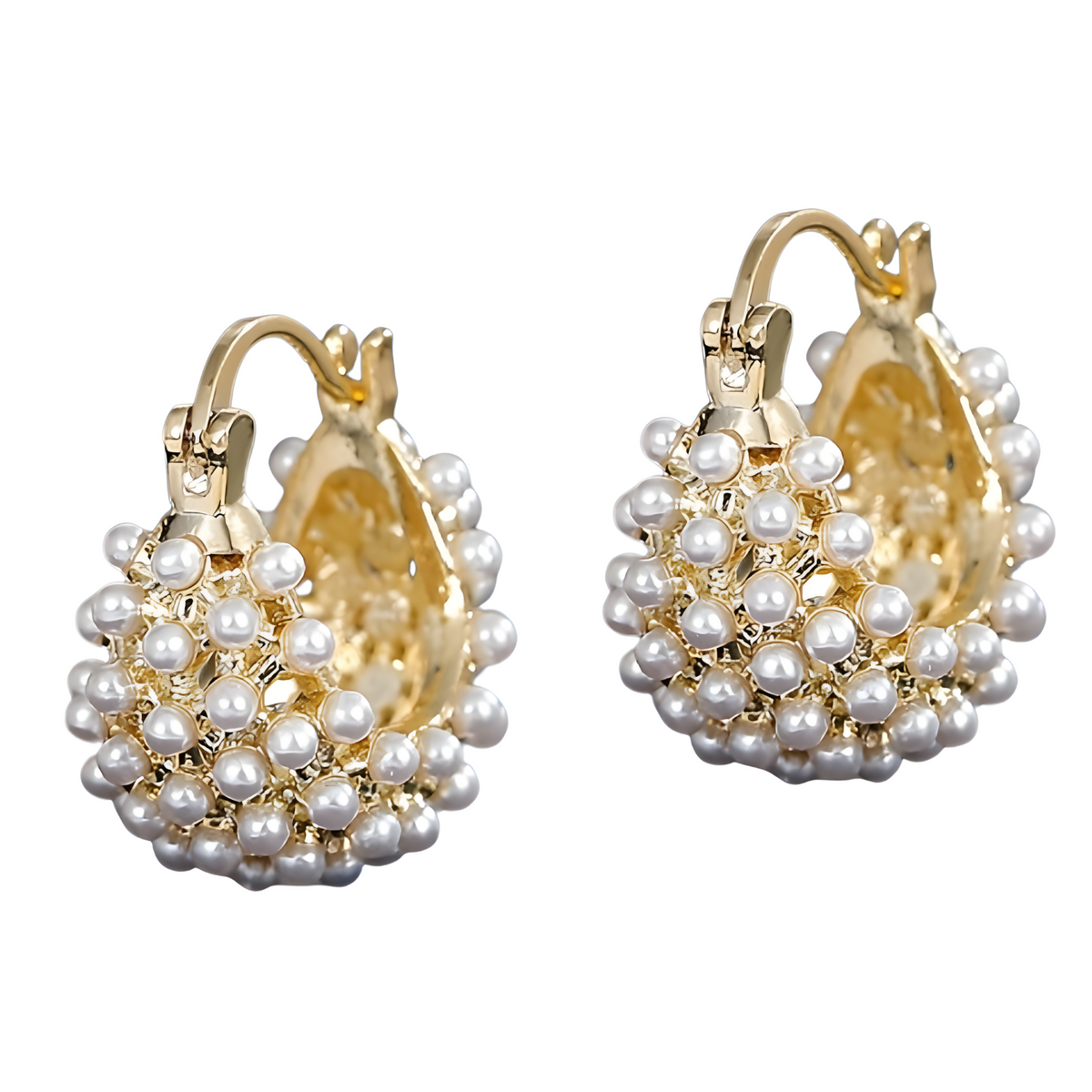 Chunky Hoop Earrings | Irregular Bubble Faux Pearl Cluster Stud Eardrops 566
