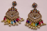 Elegant Bollywood Inspired Gold Kundan Earrings - Traditional Indian Jewelry 173