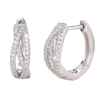 Silver-Plated Streamlined Hoop Earrings Cubic Zirconia, 1.5cm Elegant Twist 158