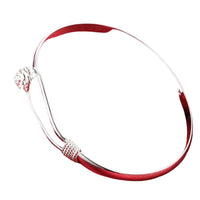 Women's Silver Bangle Bracelet with Rose Flower & Twist Knot Detail 418