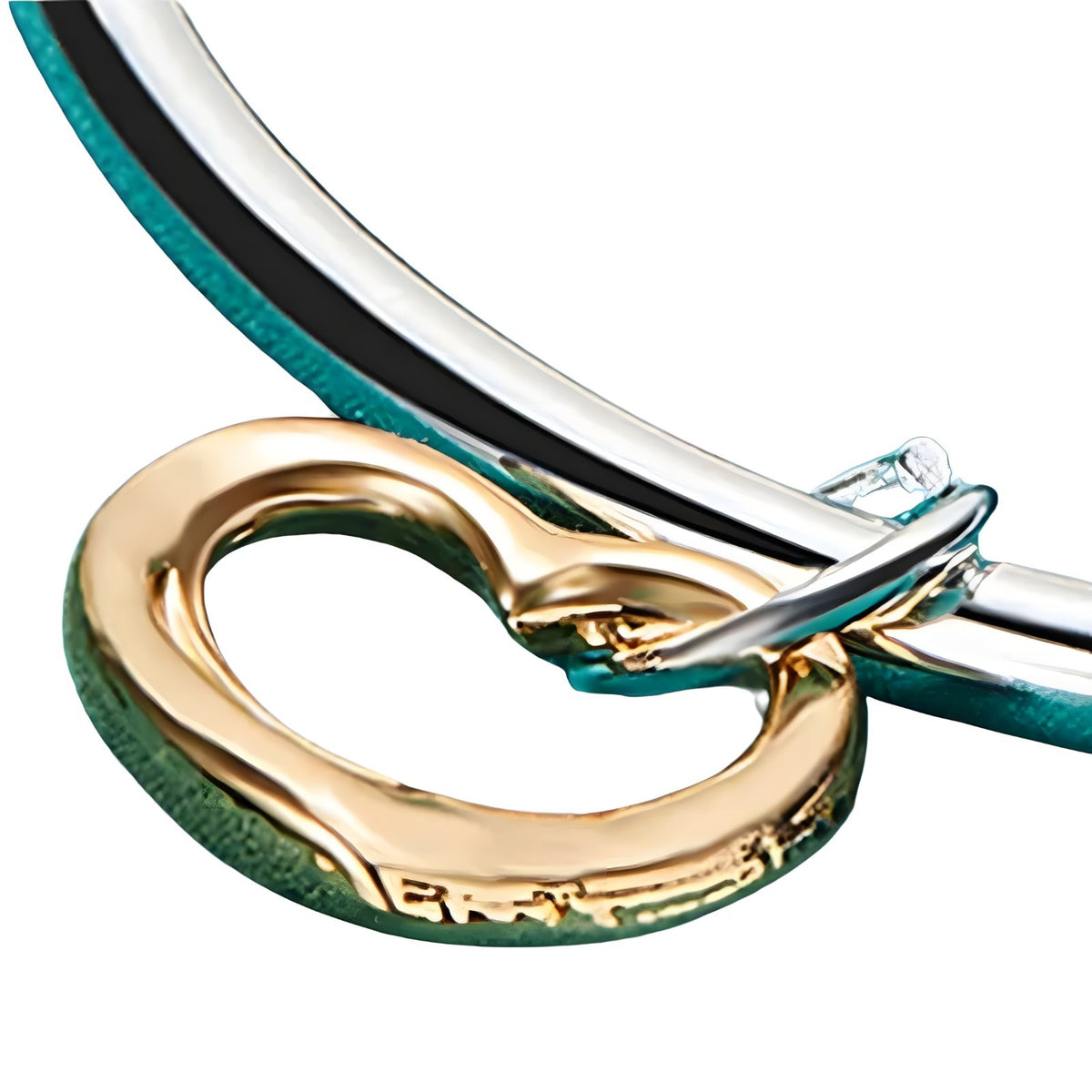 925 Sterling Silver Open Heart Cuff Bangle Bracelet - Adjustable Trendy 403
