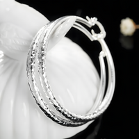 Diamond-Cut Hoop Earrings 5CM Large Round Textured Hoop Earrings for Women 1495