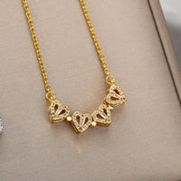 Magnetic Four Leaf Clover Necklace, Gold-Toned Chain, Sparkling CZ Stones 373