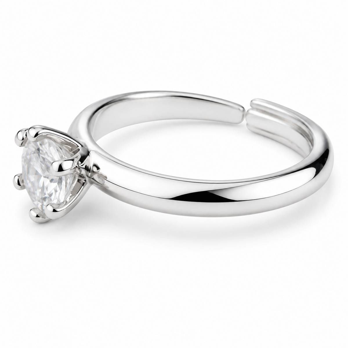 Elegant Adjustable Solitaire Ring, Round Brilliant Zircon Statement Promise 1615