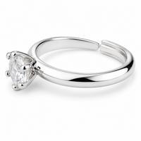 Elegant Adjustable Solitaire Ring, Round Brilliant Zircon Statement Promise 1615