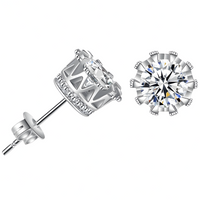 Silver Colour Cubic Zirconia Stud Earrings for Women– TRENDY Round White CZ 1049
