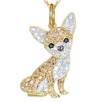 Women's Gold Chihuahua Pendant Necklace Exquisite Cute Pet Dog Charm Golden B169