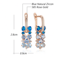 Blue Zircon Drop Earrings for Women, Copper Alloy Rose Gold Colour Earrings 1293