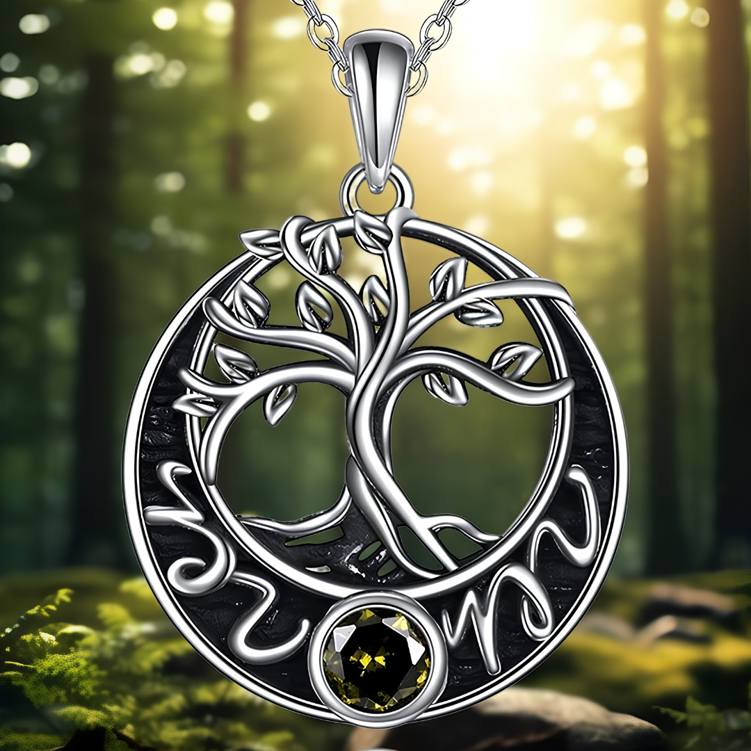 Tree Of Life Necklace Round Pendant Necklace Women’s Silver Tone Family Tree B26