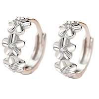 925 Sterling Silver Floral Huggie Hoop Earrings for Women – Delicate Flower 165