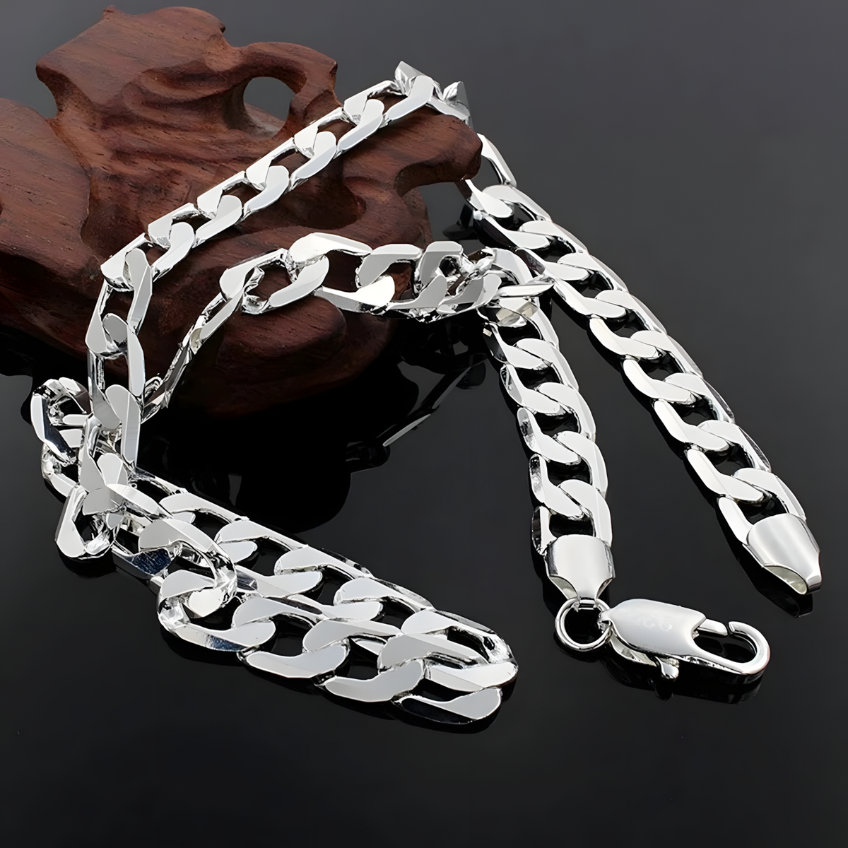 Premium Rhodium-Plated 6MM Cuban Link Chain Necklace-Durable Polished Metal 1452