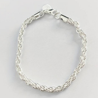 925 Sterling Silver 4MM Rope Chain Bracelet with Heart Charm, 20CM Length 150