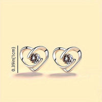 Unique Heart Design Stud Earrings Alloy Jewelry Embellished Zircon Elegant 55 UK
